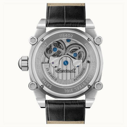 Ingersoll The Varsity Sun And Moon Phase Leather Strap Skeleton Grey Dial Automatic I15402 Men's Watch