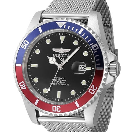 Invicta Pro Diver Stainless Steel Blue And Red Pepsi Bezel Black Dial Automatic Diver's 47965 200M Men's Watch