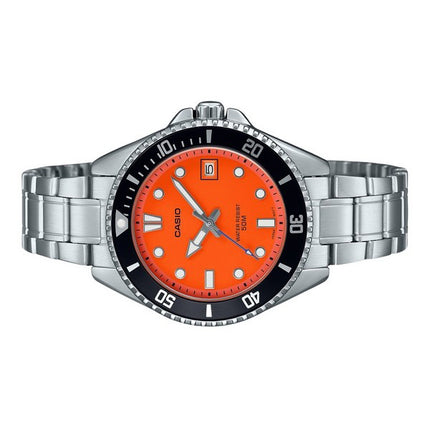 Casio Standard Analog Stainless Steel Orange Dial Quartz MDV-10D-4A1V Men's Watch