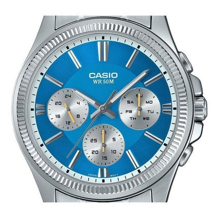 Casio Enticer Analog Stainless Steel Ice Blue Dial Quartz MTP-1375D-2A2 Mens Watch