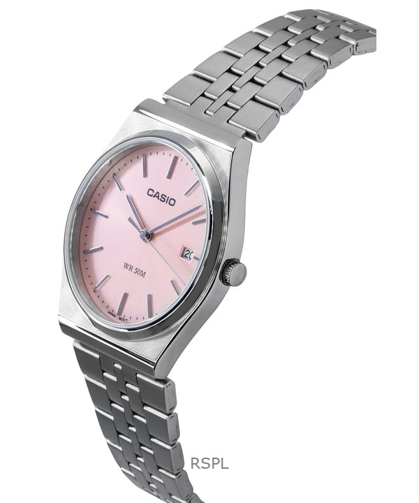 Casio Standard Analog Stainless Steel Pink Dial Quartz MTP B145D 4AV Unisex Watch