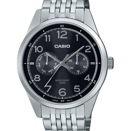 Casio Standard Analog Stainless Steel Black Dial Quartz MTP-E340D-1AV Men's Watch