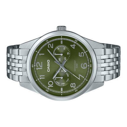 Casio Standard Analog Stainless Steel Green Dial Quartz MTP-E340D-3AV Men's Watch