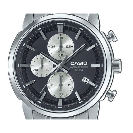 Casio Standard Analog Chronograph Stainless Steel Black Dial Quartz MTP-E510D-1A2V Men's Watch