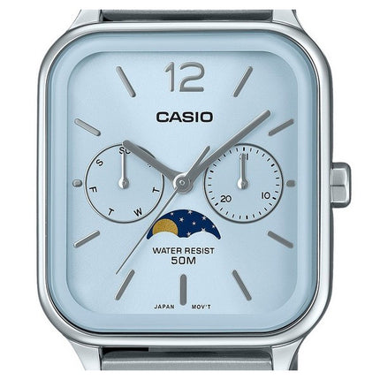 Casio Standard Analog Moon Phase Stainless Steel Baby Blue Dial Quartz MTP-M305D-2AV Men's Watch