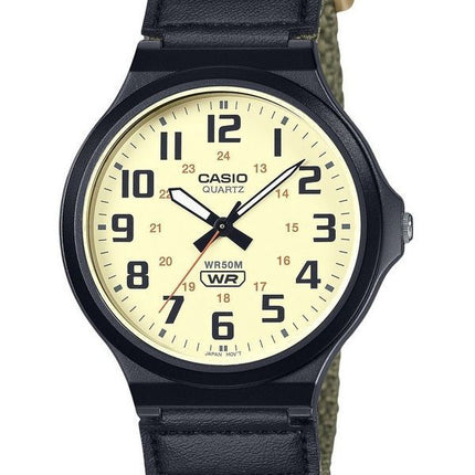 Casio Standard Analog Cloth Strap Beige Dial Quartz MW-240B-3BV Men's Watch