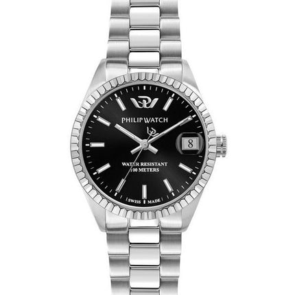 Philip Watch Caribe Urban Stainless Steel Black Sunray Dial Quartz R8253597589 100M Womens Watch