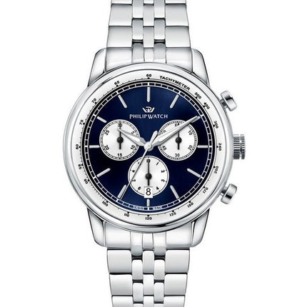 Philip Watch Anniversary Chronograph Stainless Steel Blue Dial Quartz R8273650004 100M Mens Watch