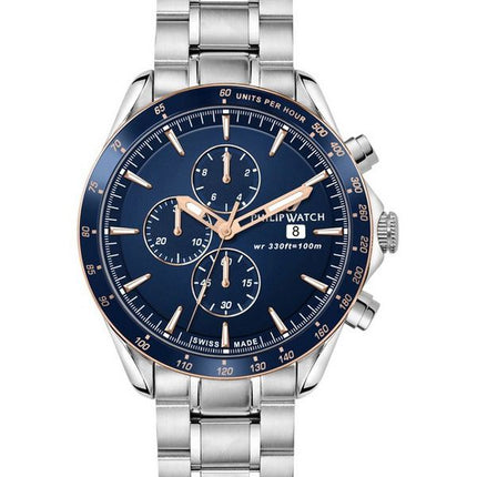 Philip Watch Blaze Chronograph Stainless Steel Blue Dial Quartz R8273995006 100M Mens Watch