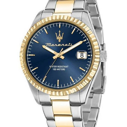 Maserati Competizione Two Tone Stainless Steel Blue Dial Quartz R8853100027 100M Men's Watch