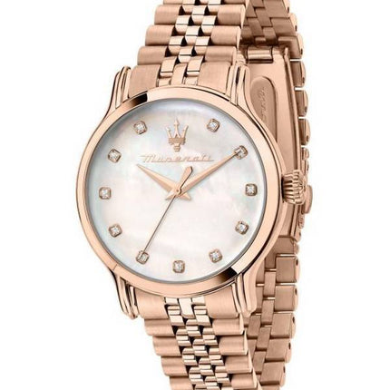 Maserati Epoca Diamond Accents Rose Gold Tone Stainless Steel Mother Of Pearl Dial Quartz R8853118517 100M Women's Watch