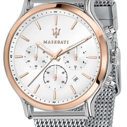 Maserati Epoca Chronograph White Dial Stainless Steel Quartz R8873618009 100M Mens Watch