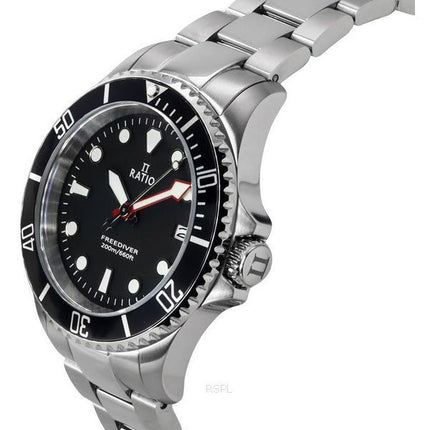 Ratio FreeDiver Sapphire Stainless Steel Black Dial Quartz RTF031 200M Men's Watch