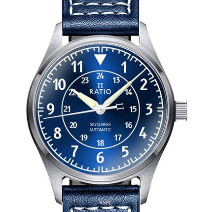 Ratio Skysurfer Pilot Blue Sunray Dial Leather Automatic RTS309 200M Mens Watch