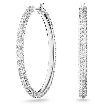 Swarovski Dextera Mixed Clear Crystals And Rhodium Plated Hoop Earrings 5389432 For Women