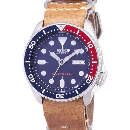 Seiko Automatic SKX009K1-LS18 Diver's 200M Brown Leather Strap Men's Watch