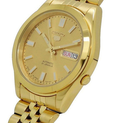 Seiko 5 Gold Tone Stainless Steel Gold Dial 21 Jewels Automatic SNKK20K1 Mens Watch