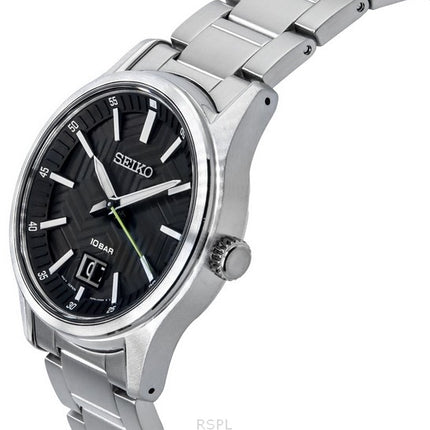 Seiko Analog Stainless Steel Black Dial Quartz SUR535P1 100M Men's Watch