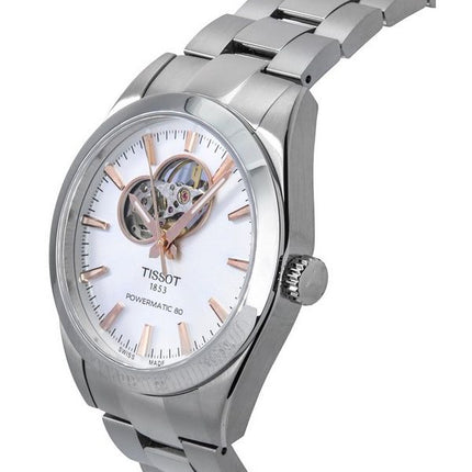 Tissot T-Classic Gentleman Powermatic 80 Silver Open Heart Dial Automatic T127.407.11.031.01 100M Mens Watch