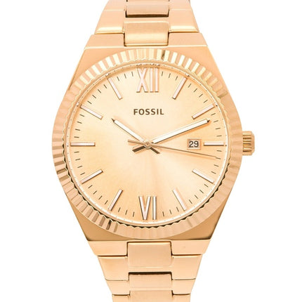 Refurbished Fossil Scarlette Rose Gold Stainless Steel Rose Gold Sunray Dial Quartz ES5258 Women's Watch