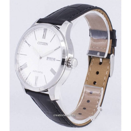 Refurbished Citizen Analog Leather Strap White Dial Automatic NH8350-08A Men's Watch