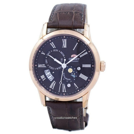 Refurbished Orient Sun And Moon Leather Strap Dark Brown Dial Automatic SAK00003T0 Men's Watch