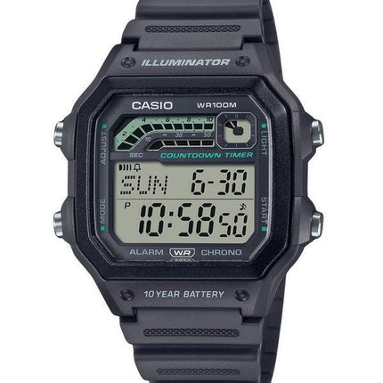 Casio Standard Digital Resin Strap Gray Quartz WS-1600H-8AV 100M Men's Watch