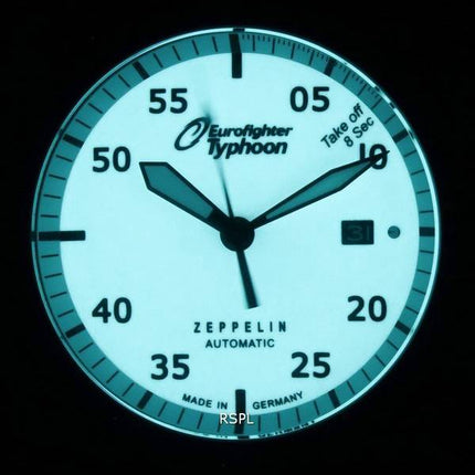 Zeppelin Eurofighter Leather Strap Beige Dial Automatic Divers 7268-5 72685 200M Mens Watch