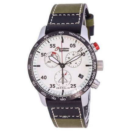 Zeppelin Eurofighter Chronograph Leather Strap Beige Dial Quartz 7298-5 72985 100M Mens Watch