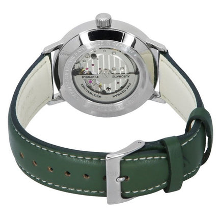 Zeppelin LZ129 Hindenburg Green Leather Strap Open Heart White Dial Automatic 80661N Men's Watch