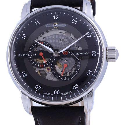 Zeppelin Captain's Line Skeleton Leather Automatic 8664-2 86642 Men's Watch