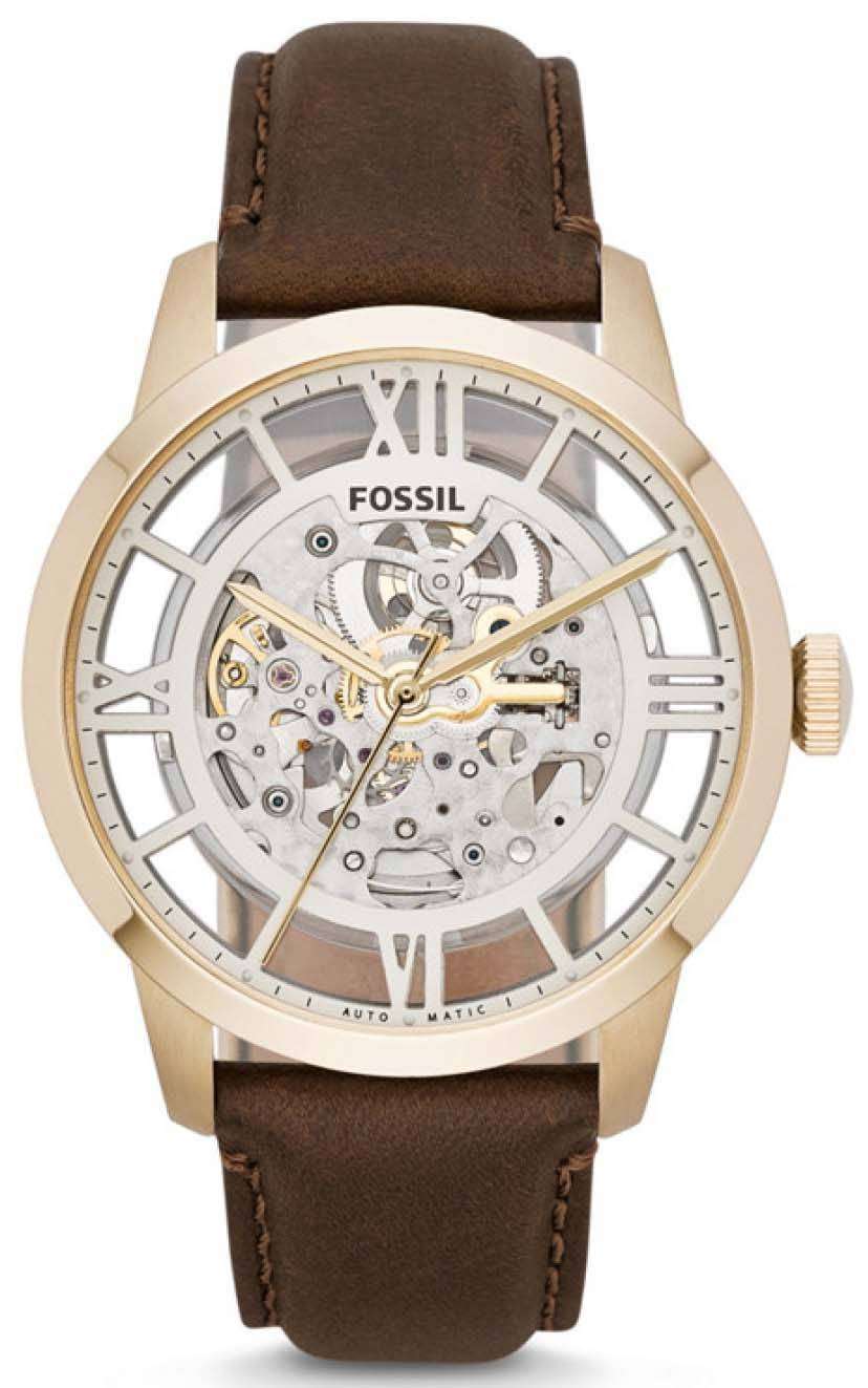 Fossil Townsman Automatic Skeleton Dial Brown Leather ME3043 Men's ...