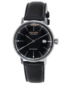 Iron Annie Bauhaus Leather Strap Black Dial Automatic 50502 Mens Watch