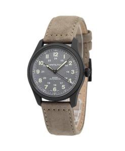 Hamilton Khaki Field Titanium Leather Strap Grey Dial Automatic H70215880 100M Men's Watch