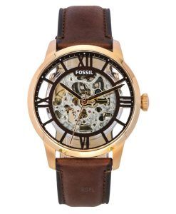 Fossil Townsman Leather Strap Brown Skeleton Dial Automatic ME3259 Men's Watch