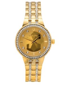 Bulova Classic Crystal Phantom Gold Tone Stainless Steel Champagne Dial Quartz 97L176 Women's Watch