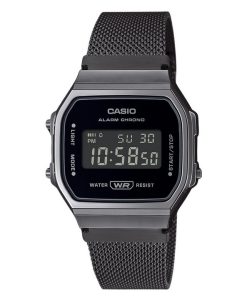 Casio Vintage Digital Stainless Steel Mesh Bracelet Quartz A168WEMB-1B Unisex Watch