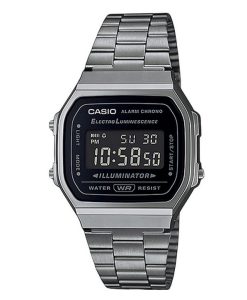 Casio Vintage Digital Stainless Steel Bracelet Black Dial Quartz A168WGG-1B Unisex Watch