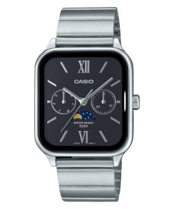 Casio Standard Analog Moon Phase Stainless Steel Black Dial Quartz MTP-M305D-1A2V Men's Watch