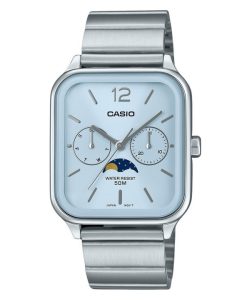 Casio Standard Analog Moon Phase Stainless Steel Baby Blue Dial Quartz MTP-M305D-2AV Men's Watch