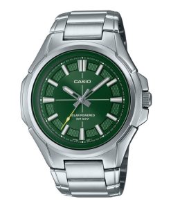Casio Standard Analog Stainless Steel Green Dial Solar MTP-RS100D-3AV Men's Watch