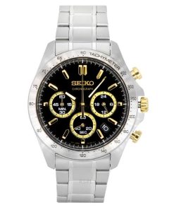 Seiko Spirit Chronograph Stainless Steel Black Dial Quartz SBTR015 100M Men's Watch